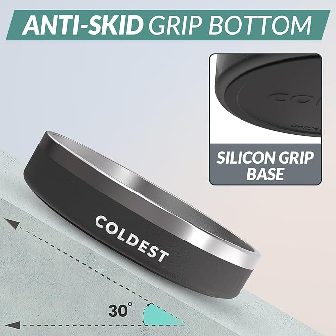 Coldest Dog Bowl - Anti Rust Metal, Non Slip, 3 Layers Insulated Stainless Steel Dog Bowls - Spill Proof & Heavy Duty - Water Bowl for Dogs, Cats & Pets, Dish Washer Safe (21 oz, Stealth Black)-PawvioPets