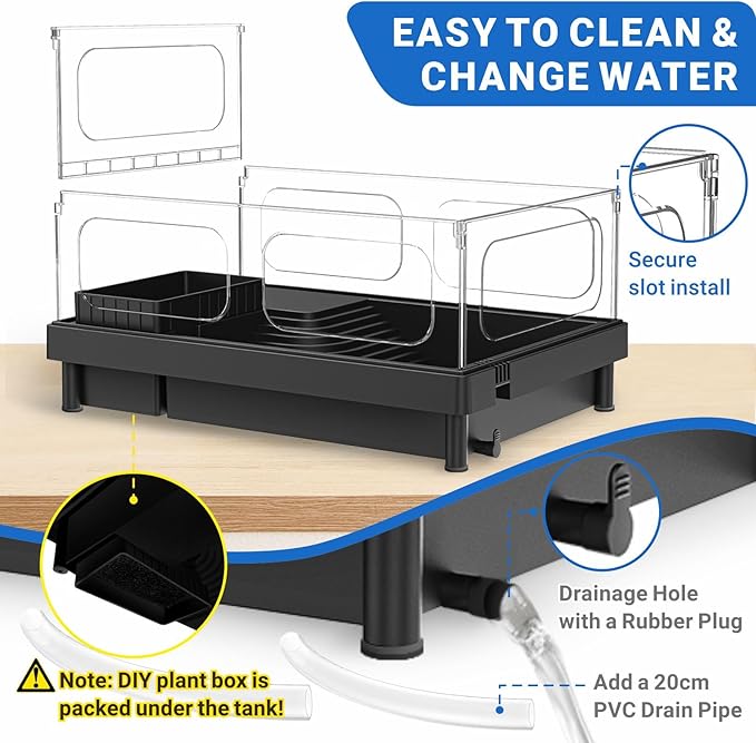 GOZILLA Small Turtle Tank with Adjustable Lamp, Acrylic Turtle Tank Starter Kit, Reptile Habitat and Terrarium with Multi-Functional Areas for Tortoise, Crab, Crayfish, Small Reptile.(Tank+Lamp)-PawvioPets