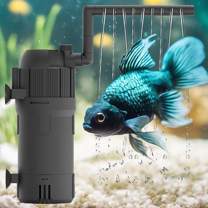 Aquarium U-V Filter for Green Water, Fish Tank Green Clean Machine with Aeration, Submersible Water Pump & U-V Light with Timer, for 10-75 Gallon Tank(105GPH/4W)-PawvioPets