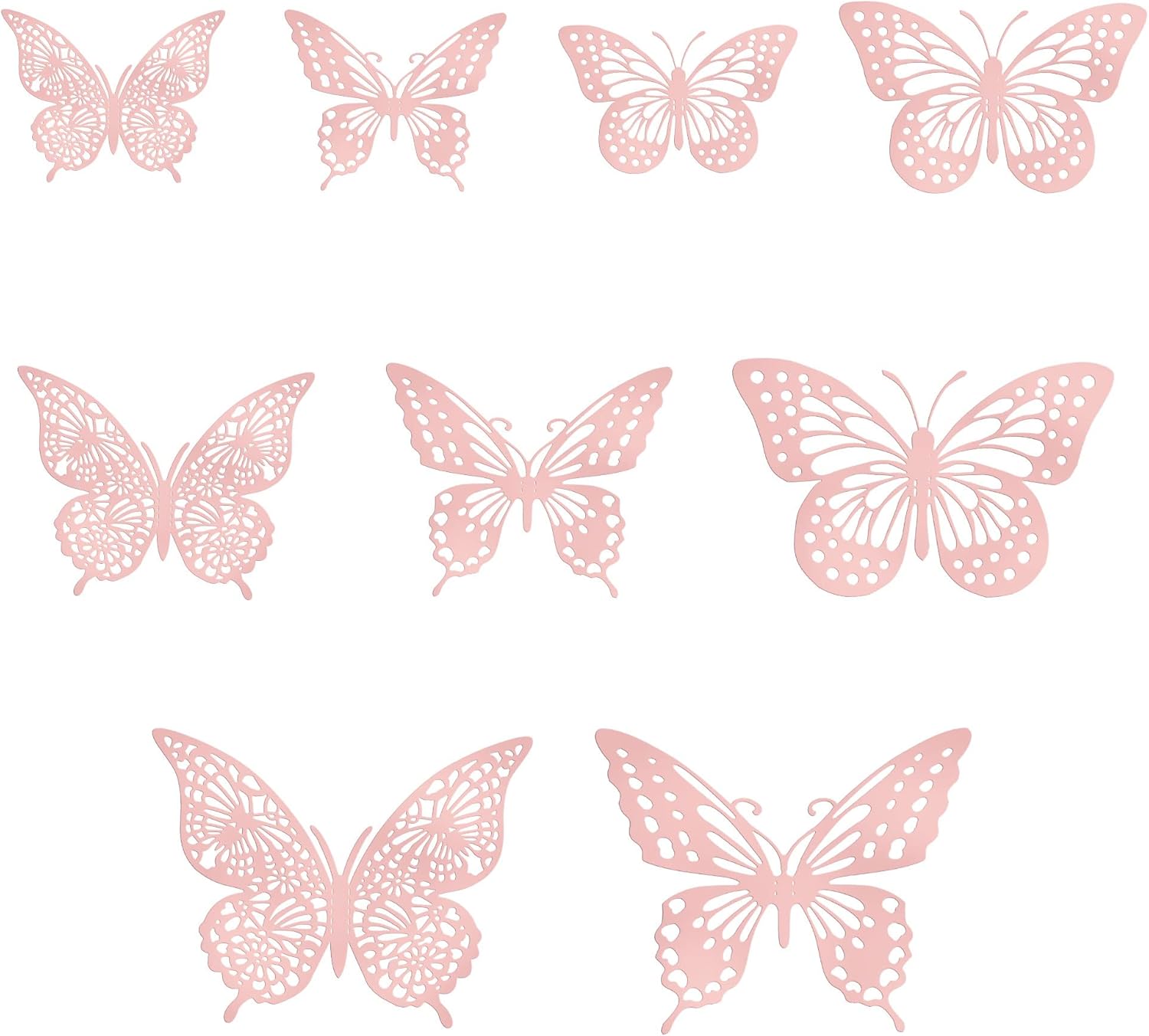 Gyufise 36 Pack Rose Gold Glitter 3D Cupcake Toppers - Hollow Butterfly Cake Decorations for Birthday Wedding Fairy Party - Wall Sticker Decal for Background Wall Decoration