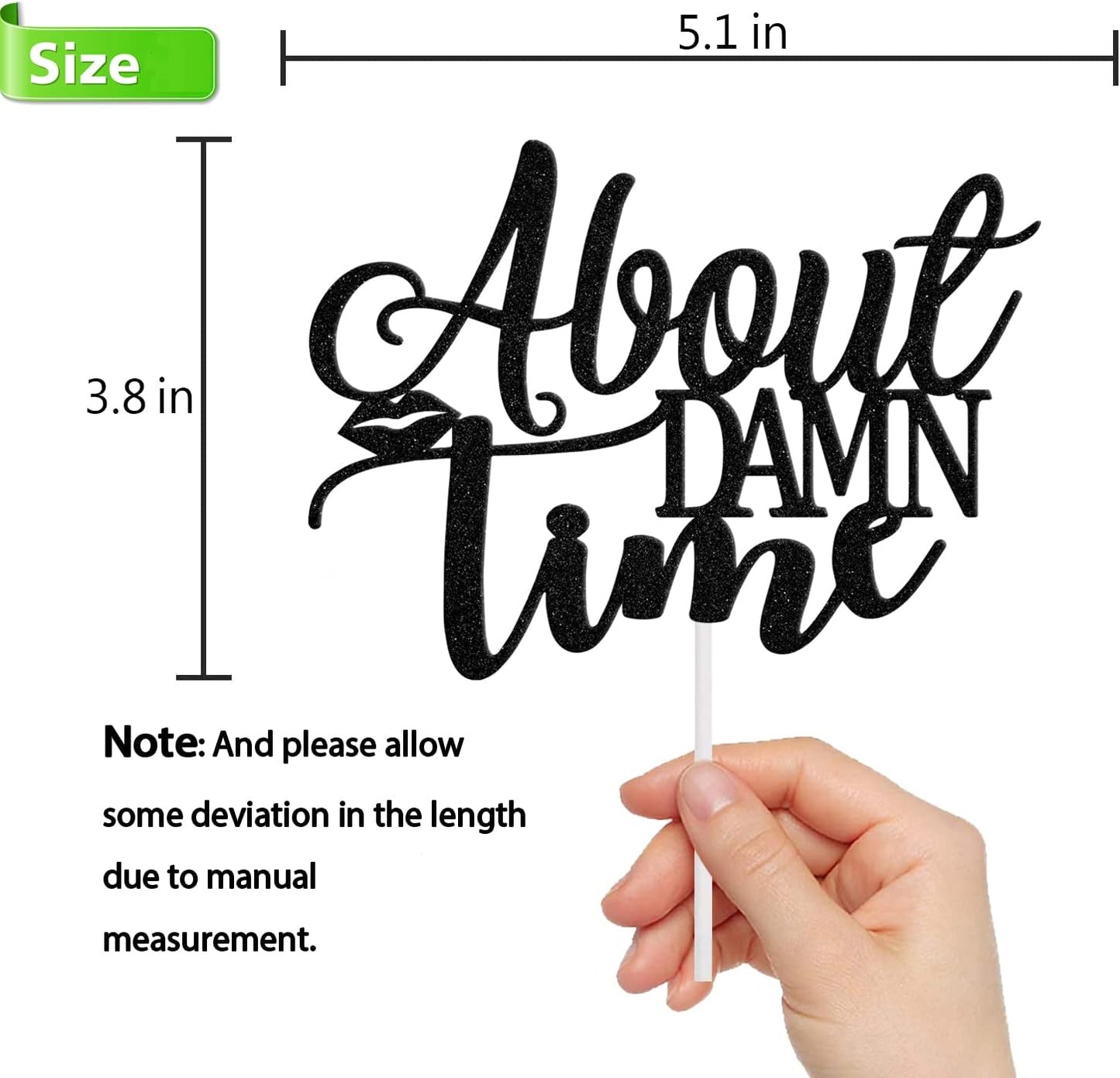 About Damn Time Cake Topper, Engagement Wedding Party Decorations, Congrats Wedding/Anniversary Party Decor, Love Laughter & Happily Ever After Party Supplies Black Glitter