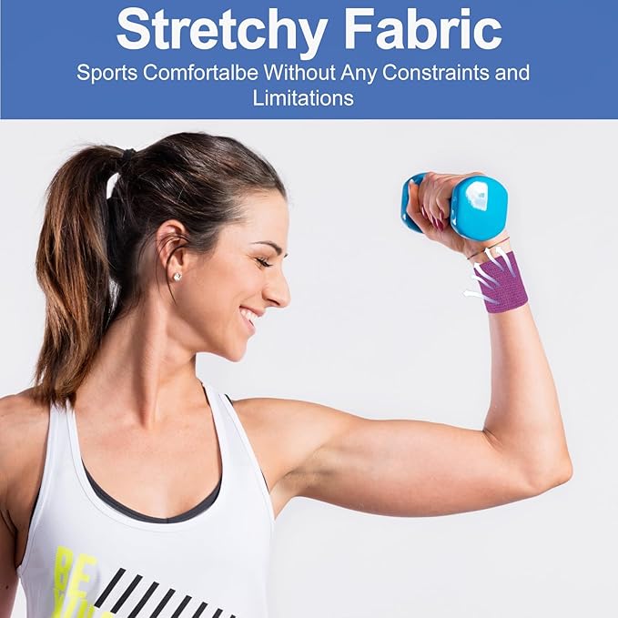 24 Pack 2 Inch x 5 Yards Self Adhesive Bandage Wrap, Elastic Cohesive Wrap 2 inch Vet Wrap Bandage Tape, Purple Grip Tape for Athletic, Sports, First Aid Medical, Wrist, Ankle Sprains-PawvioPets