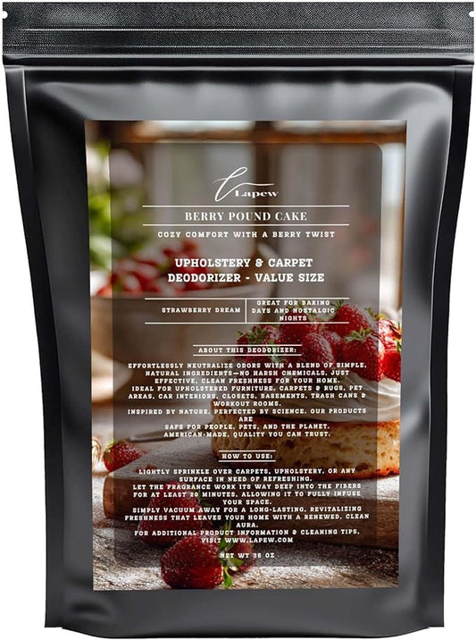 Berry Pound Cake Carpet Freshener Powder Refill 36 oz | Powerful Odor Eliminator for Home | Upholstery Deodorizer | Carpet Deodorizer | Pet Urine | Cat Litter Box | Strawberry Pound Cake Fragrance-PawvioPets