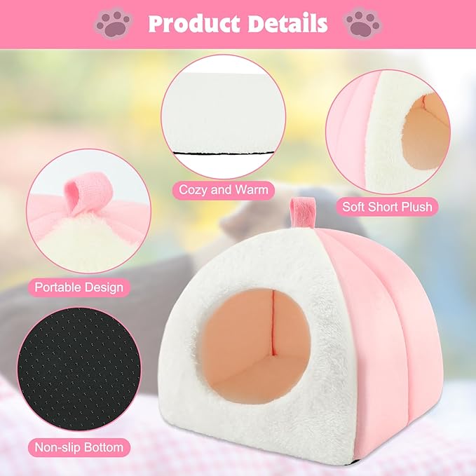 BWOGUE Guinea Pig House Bed Cozy Hamster Cave Large Hideout for Dwarf Rabbits Hedgehog Bearded Dragon Winter Nest Hamster Cage Accessories-PawvioPets