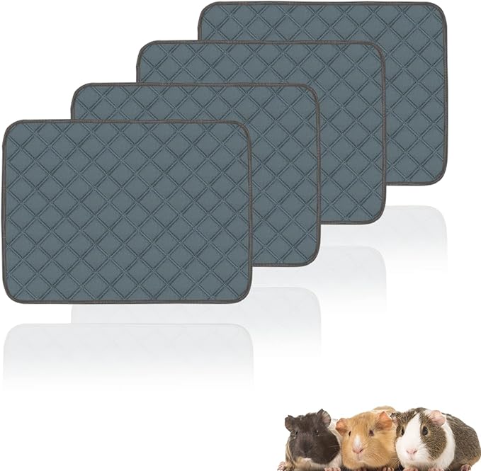 4 Pack Guinea Pig Cage Liners Washable Guinea Pig Bedding Reusable Waterproof Super Absorbent Guinea Pig Pee Pads Anti Slip Mat for Small Animals Rabbit Hamster Rat - 24" x 18"-PawvioPets