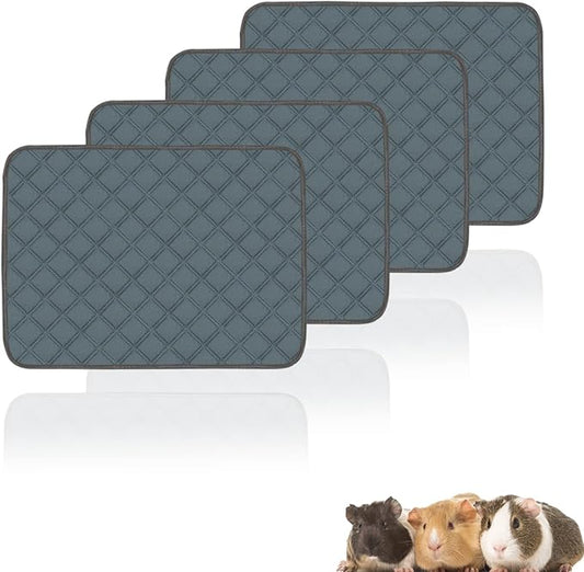 4 Pack Guinea Pig Cage Liners Washable Guinea Pig Bedding Reusable Waterproof Super Absorbent Guinea Pig Pee Pads Anti Slip Mat for Small Animals Rabbit Hamster Rat - 24" x 18"-PawvioPets