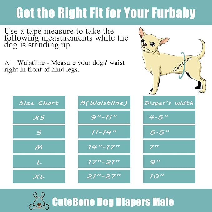 CuteBone Dog Diapers Male Washable Belly Band for Male Dogs Wraps 3pcs a Pack DM28M-PawvioPets
