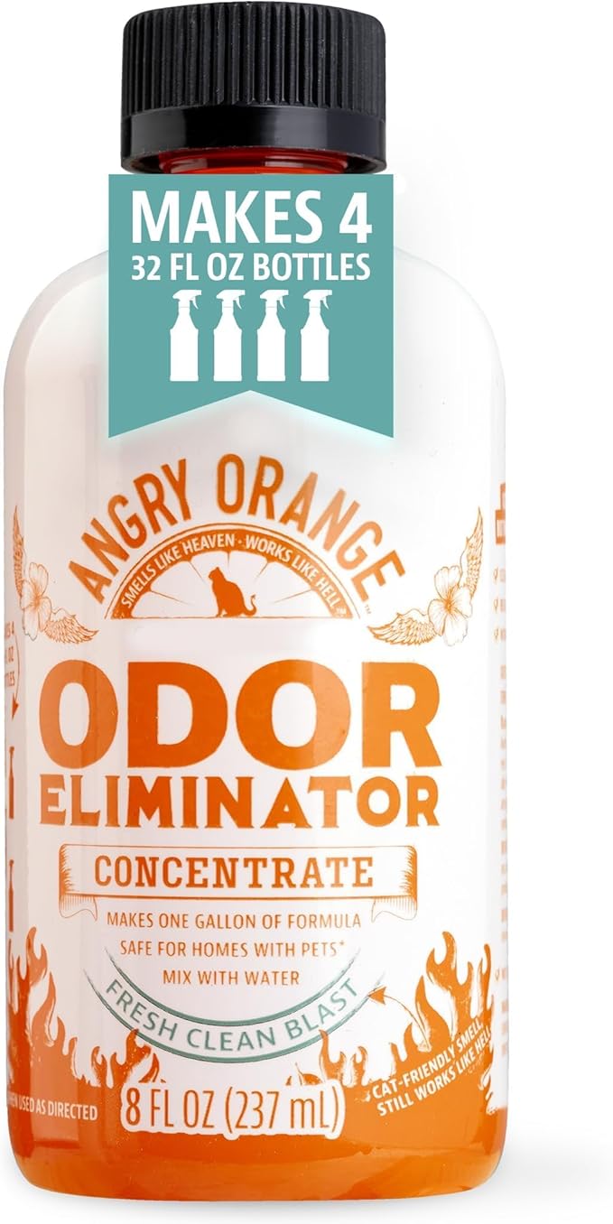 Angry Orange Pet Odor Eliminator Concentrate for Cat Urine and Smells - Fresh Scent - 8 oz (Makes 128 oz of Cleaner)-PawvioPets