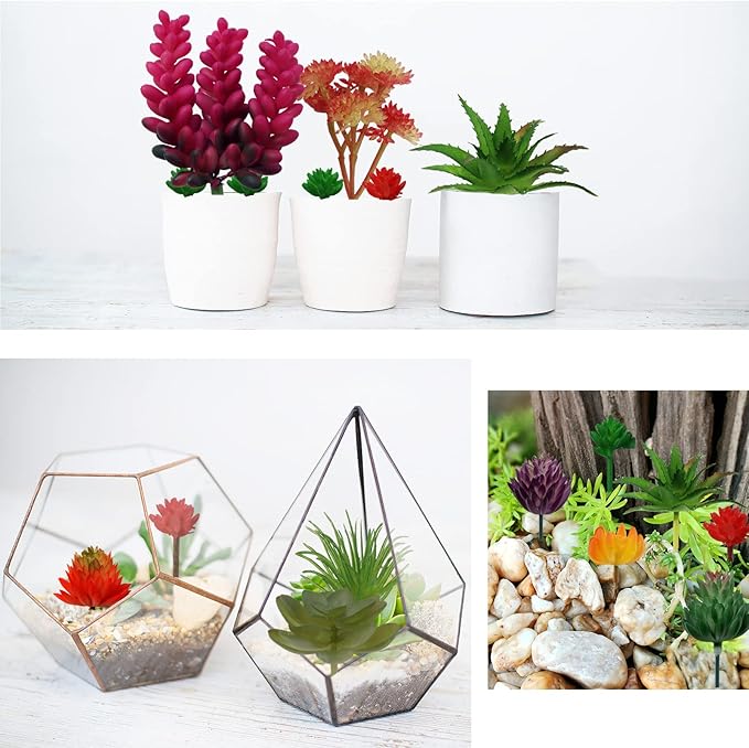 22pcs Colorful Fake Succulents, Mini Artificial Succulents for DIY Crafting Home Terrarium Floral Wall Garden Arrangement Office Decoration (Unpotted)-PawvioPets