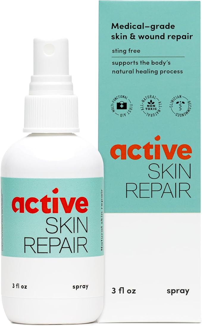 Active Skin Repair First Aid Healing Skin Spray - Natural & Non-Toxic with Hypochlorus Acid for Minor Cuts, Wounds, Scrapes, Rashes, Sunburns, & More, 3 oz-PawvioPets