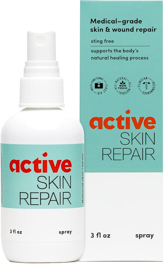 Active Skin Repair First Aid Healing Skin Spray - Natural & Non-Toxic with Hypochlorus Acid for Minor Cuts, Wounds, Scrapes, Rashes, Sunburns, & More, 3 oz-PawvioPets