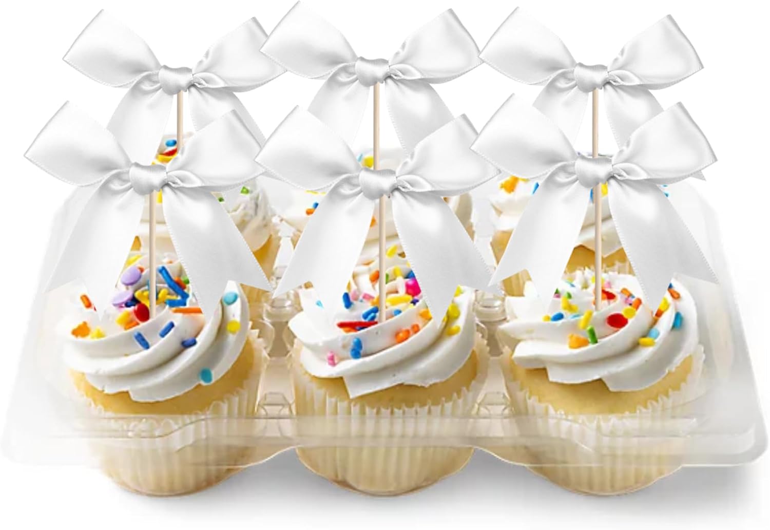 24 PCS Bow Cupcake Toppers Bow Cupcake Picks Bowknot Birthday Party Decorations Bowknot Cake Dessert Picks for Baby Shower Birthday Wedding Bridal Engagement Party Cake Decorations Supplies Silver