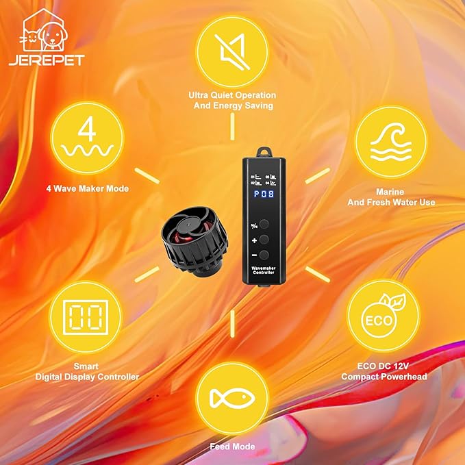 1050GPH Aquarium Wave Maker with Controller Mini DC12V 6W Powerhead with Magnetic Mounting, Nano Wavemaker for 10 to 50 Gallon thickness up to 8mm(1/4") Tank,-PawvioPets