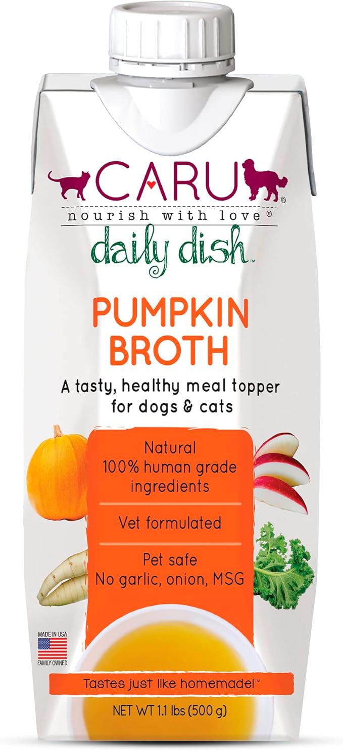 CARU - Daily Dish Pumpkin Broth Meal Topper for Dogs & Cats - Savory Pour-Over Broth - 1.1 lbs.-PawvioPets