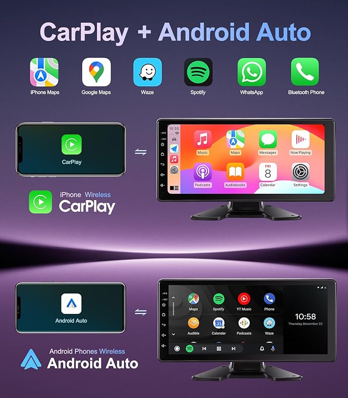 6-Channel 1080P Dash Cam Backup Camera System with 10.33 Inch Touch Screen Parking Monitor, Back Up Camera Car Radio for RV/Truck/Trailer/Van/SUV/Cars,Wireless Carplay/Android Auto/WiFi/Bluetooth/FM-PawvioPets