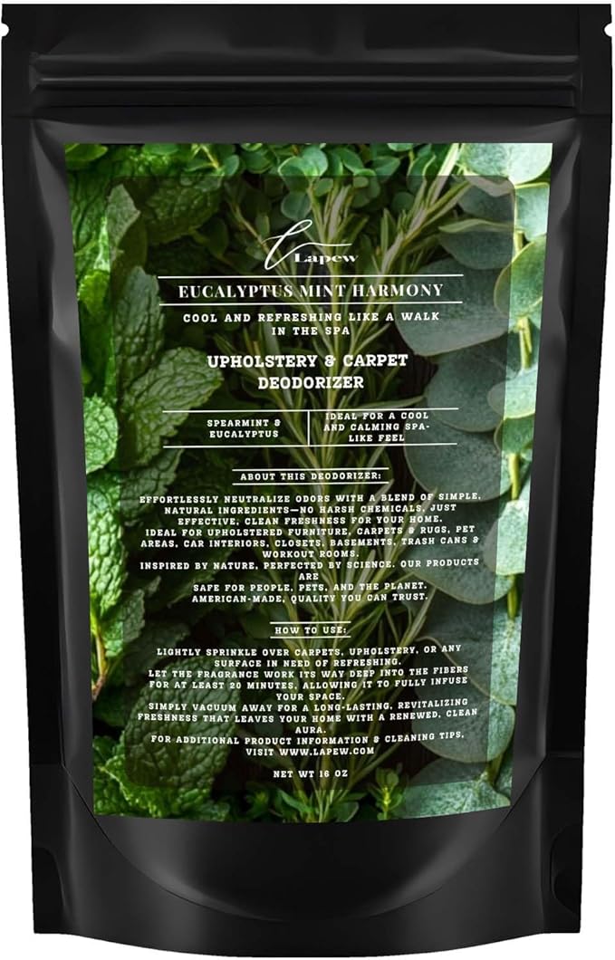 Eucalyptus Mint Harmony Carpet Freshener Powder: Powerful Odor Eliminator for Home, Upholstery Deodorizer, Carpet Deodorizer, Pet Urine, Cat Litter Box - Eucalyptus Spearmint Fragrance-PawvioPets