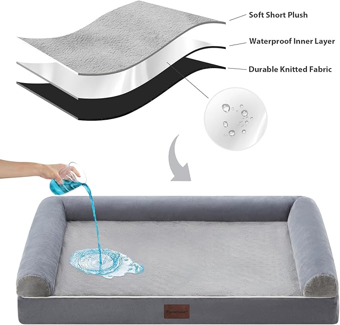 BFPETHOME Washable Dog Beds for Extra Large Dogs, Orthopedic Dog Bed Extra Large, Big Dogs Couch with Removable Washable Cover, Waterproof Lining and Nonskid Bottom, Egg-Crate Foam Pet Sofa-PawvioPets