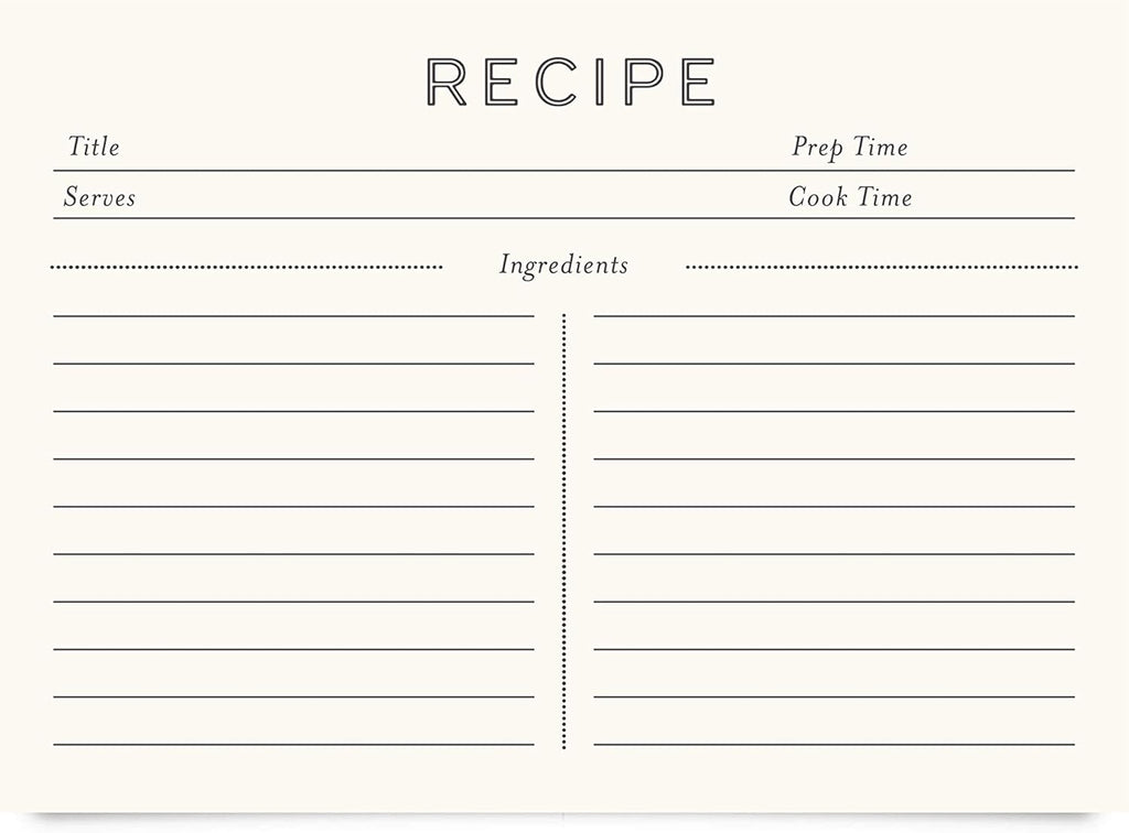 Jot & Mark Recipe Cards 5x7 Inches Blank Double Sided, 50 Count (Modern Minimal) - Menu Cards