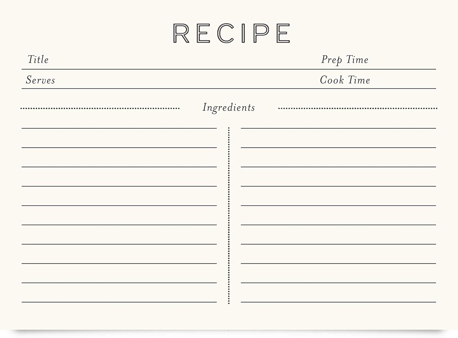 Jot & Mark Recipe Cards 5x7 Inches Blank Double Sided, 50 Count (Modern Minimal) - Menu Cards