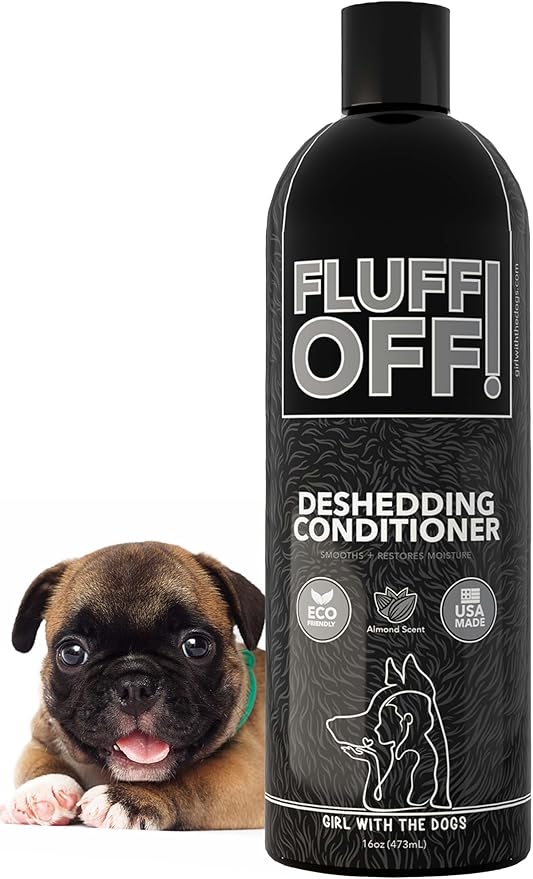 Fluff Off! by Girl With The Dogs, Natural Deshedding Dog/Cat Conditioner, 16 Oz, Made in USA 8 Wks+-PawvioPets