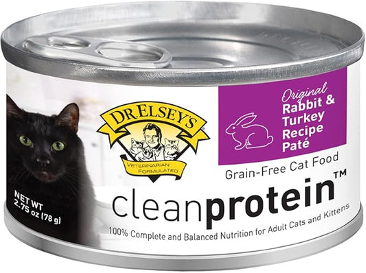Dr. Elsey's cleanprotein Original Rabbit & Turkey Recipe Wet Cat Food, (Pack of 24), 2.75oz Cans-PawvioPets