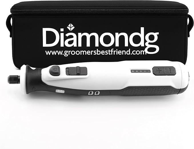 Diamondg Cordless Dog Nail Grinder with Quiet Sound & LED Tip for Large & Small Dogs, 4hrs. Runtime - Electric Dog Nail Trimmer, Heavy Duty Rotary Tool Alternative to Toenail Clippers & Filers-PawvioPets
