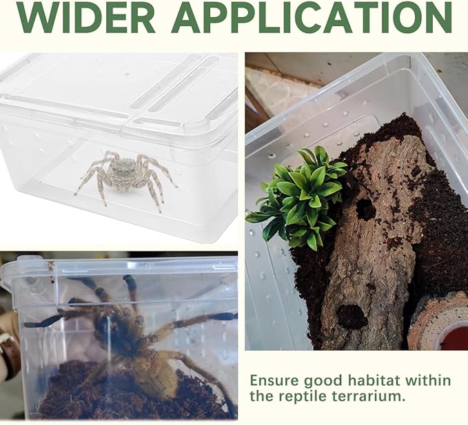 8 PCS Reptile Terrarium Plastic Clear Enclosure Portable Reptile Transport Box for Snakes, Frogs, Lizards, Insects, Scorpions, Geckos, Spiders Perfect Reptile Enclosure.-PawvioPets