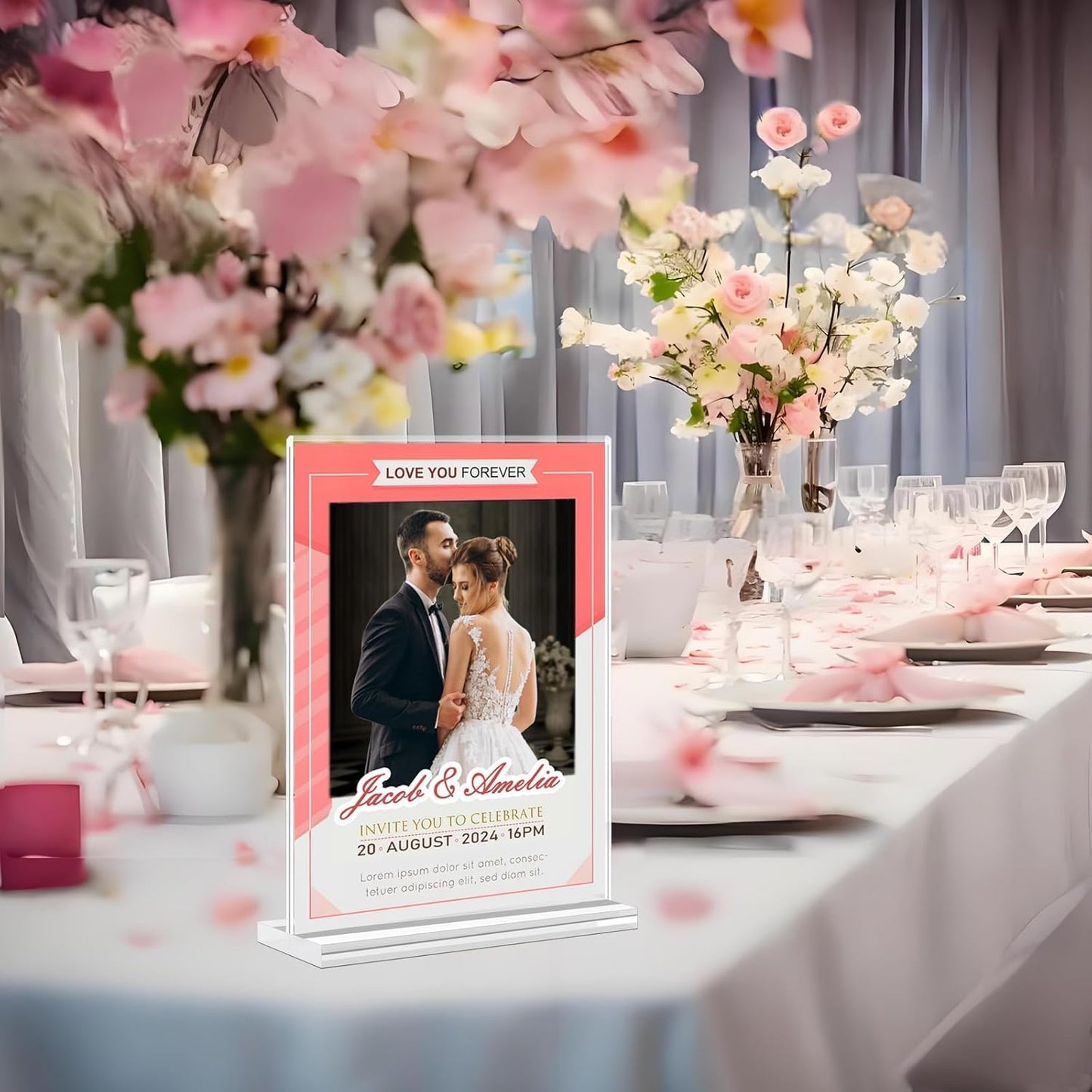 Acrylic Sign Holder 4x6 - 16 Pack Clear Display Stand Vertical Picture Holders for Tables, Double Sided T Shape Flyer Holder Plastic Picture Frame Sign Holder for Store,Restaurants,Hotels,Office