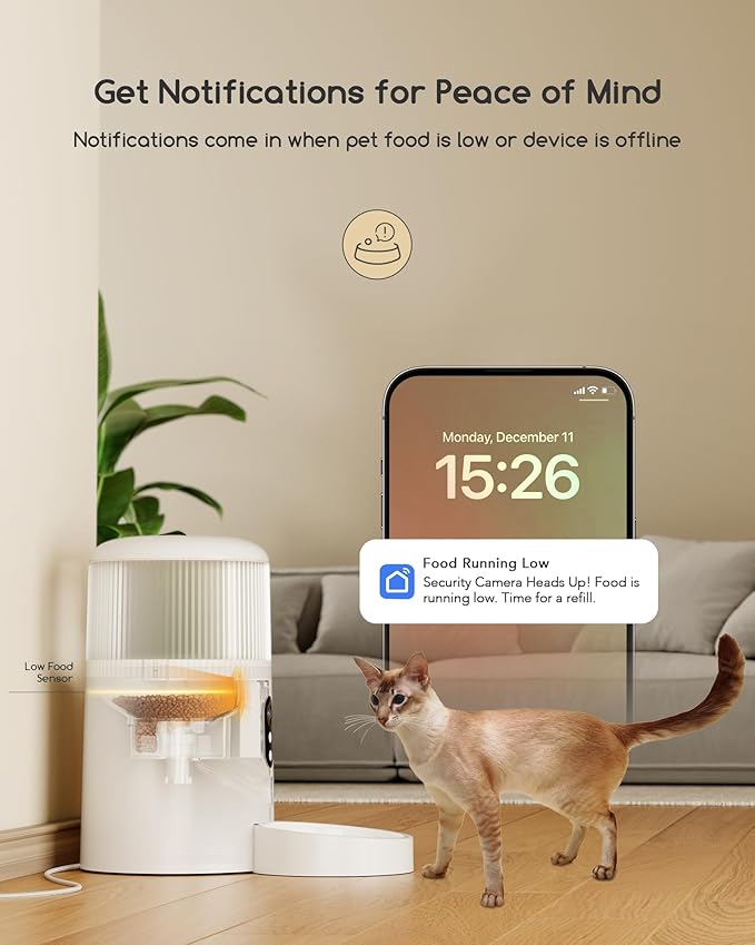 Faroro Automatic Cat Feeder with Camera, 3MP HD Video with Night Vision, 5G WiFi Cat Feeder Automatic with APP Control, 2-Way Audio, Low Food Sensor, Motion Alerts for Cats and Dogs-PawvioPets