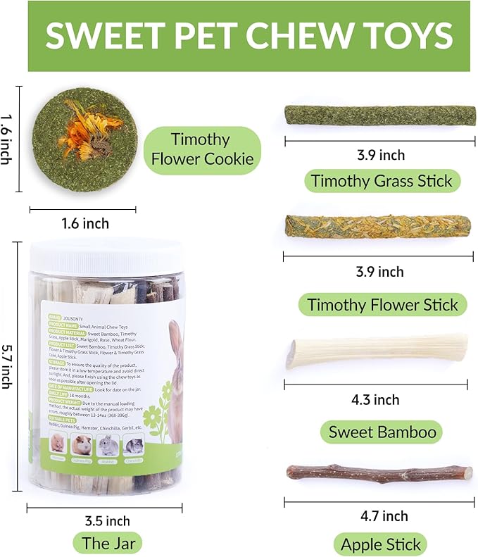 50-60 Pcs Rabbit Chew Toys, Guinea Pig, Hamster, Bunny Chew Toys, Sweet Bamboo, Apple Stick, Timothy Stick, Prevent Teeth Overgrowth, Clean Teeth-PawvioPets