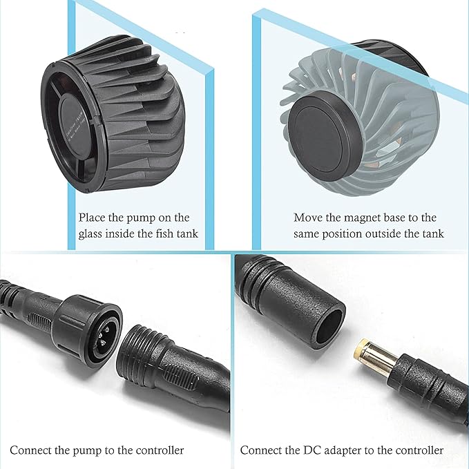 Carefree Fish Magnetic Aquarium Wave Maker Quiet and Powerful DC 24V Powerhead with Digital Led Display Controller Submersible Water Inverter Circulation Pump for Freshwater and Saltwater-PawvioPets