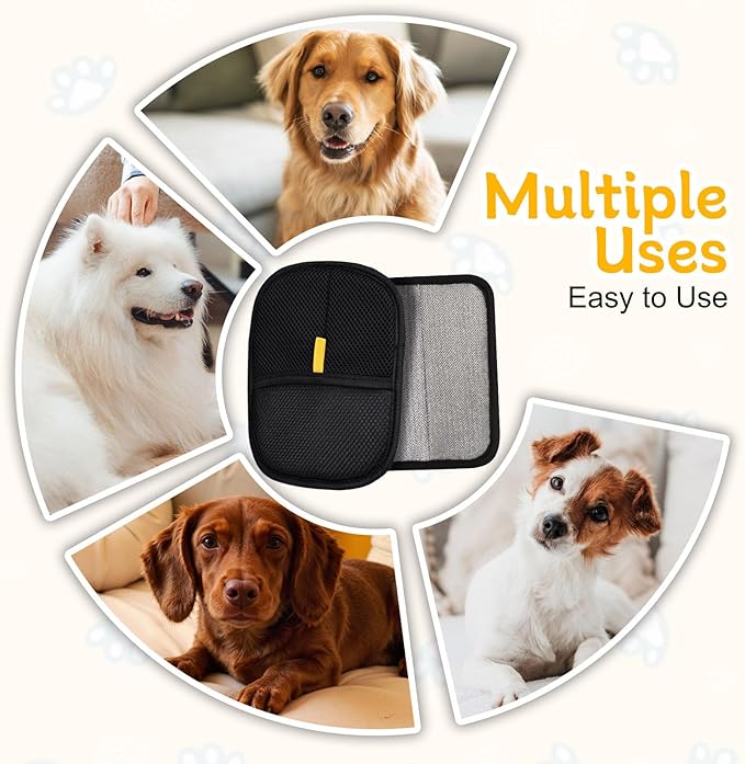 2 Pcs Pet Hair Removal Glove for Cats & Dogs, Pet Hair Remover Brushing Gloves, Reusable Pet Hair Remover Glove, Double-Sided for Couch, Clothing, Carpet, Car Seat-PawvioPets