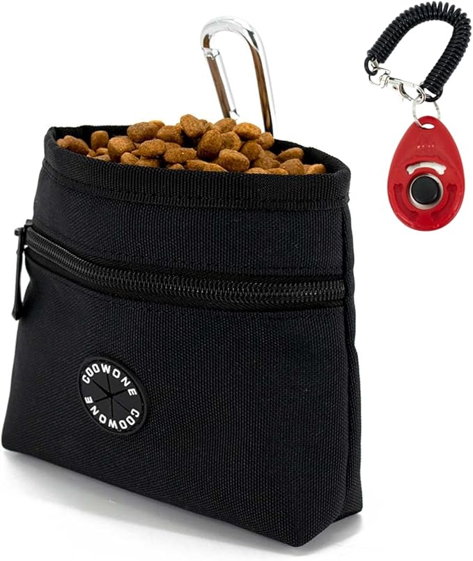 COOWONE Dog Treat Pouch with Pet Training Clicker, Detachable Dog Puppy Training Treat Bag, 900D Oxford Cloth Magnetic Closure Small Dog Poop Bag Holder for Travel or Outdoor Use-PawvioPets