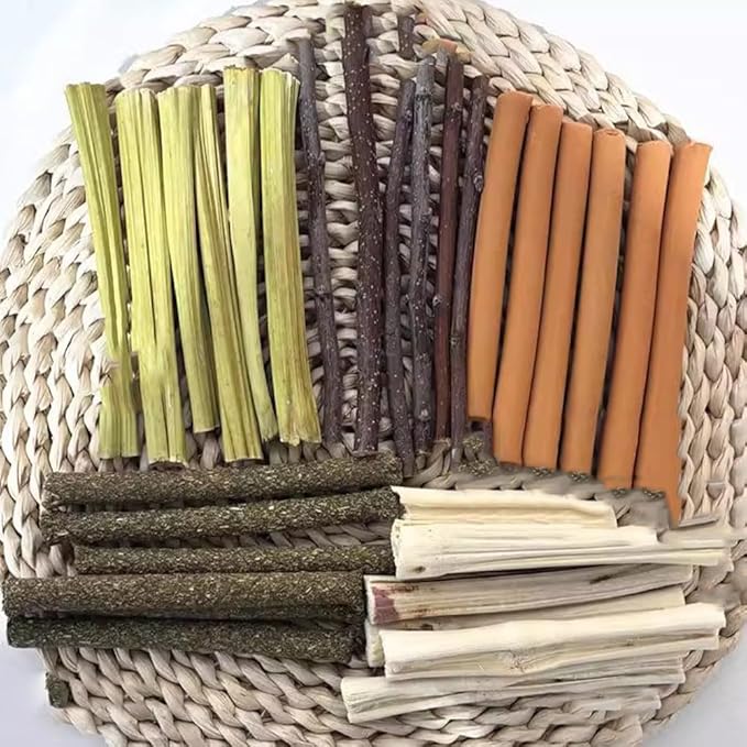 400g 5 Guinea Pig Toys Apple Sticks, Tissimo Grass Sticks, Sweet Bamboo, Papaya Stems, Carrot Sticks Pertain Chinchilla Squirrel Gerbil Hamster Squirrel Guinea Pigs-PawvioPets