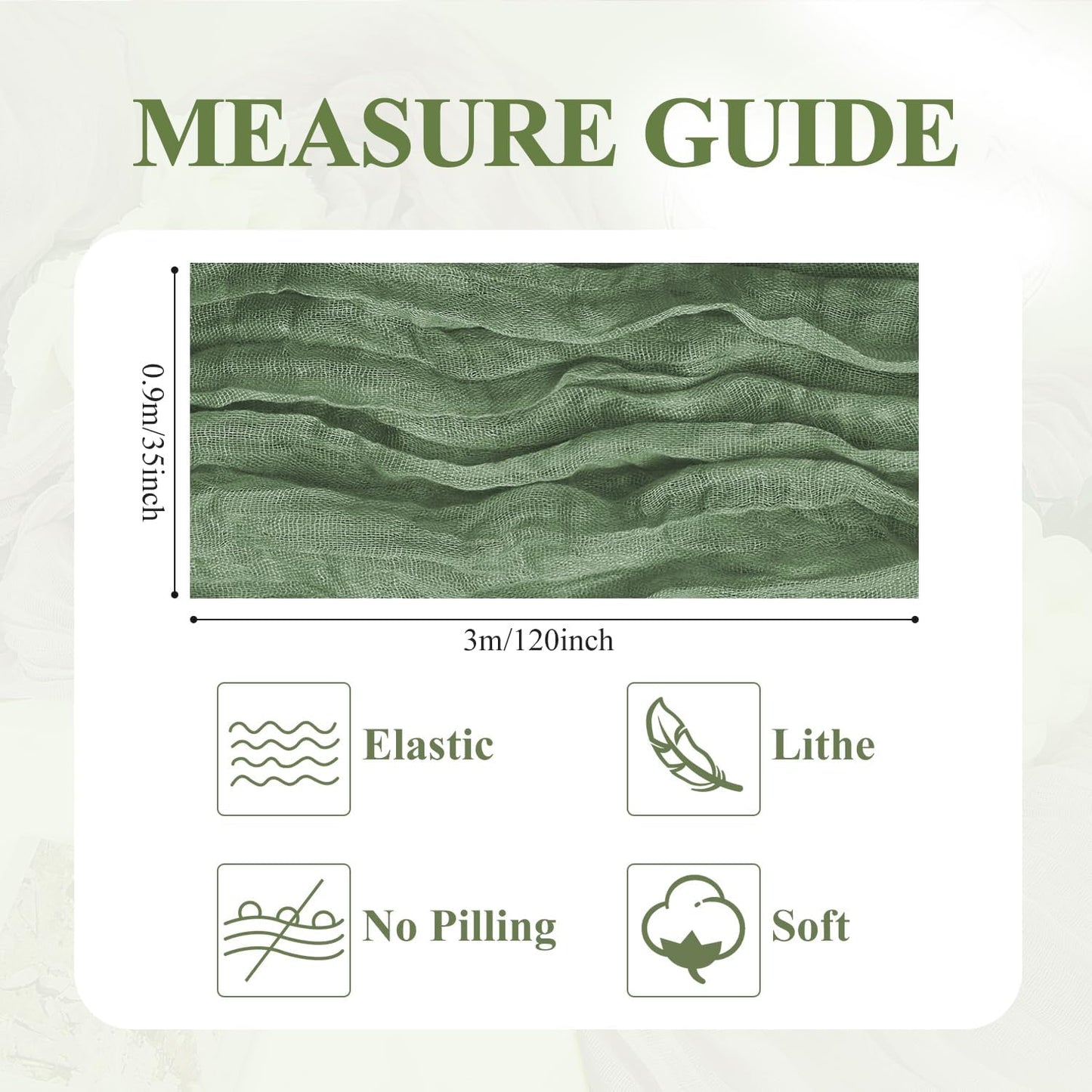 Asee'm 2pcs Cheesecloth Table Runner 120 Inches Sage Green Boho Gauze Cheese Cloth Runner 10FT Rustic Sheer Table Runners for Summer Wedding Baby Shower Holiday Party Decoration