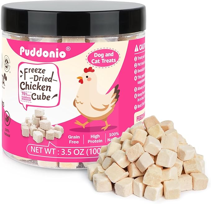 Freeze Dried Cats & Dogs Raw Treats, All Natural Single Ingredient Chicken Breast, High Protein Healthy Pet Training Treats or Food Topper, 3.5 oz-PawvioPets