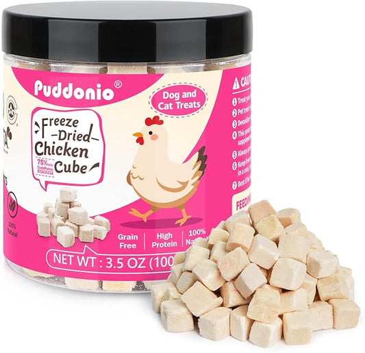 Freeze Dried Cats & Dogs Raw Treats, All Natural Single Ingredient Chicken Breast, High Protein Healthy Pet Training Treats or Food Topper, 3.5 oz-PawvioPets