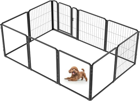 FXW Homeplus Unleashed Indoor Dog Playpen - Stress-Free and Safe Play, Heavy Duty 24 Inch 5 Acrylic Panels + 5 Wire Panels Dog Pen for Puppy and Small Dogs, Black│Patented-PawvioPets