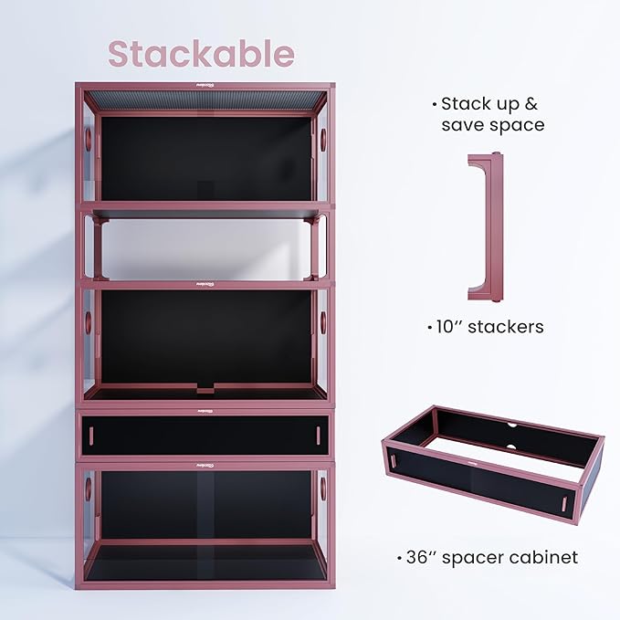 50 Gallon Bearded Dragon Tank, Reptile Enclosure for Easy Maintenance, Front Opening Reptile Tank with Top Screen Ventilation & Glass Sliding Door 36''x18''x18''-PawvioPets