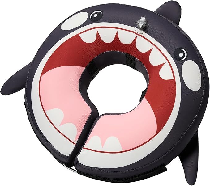 BENCMATE Inflatable Dog Cone Collar Alternative, Soft Dog Cone for Small Medium Large Dogs and Cats, Neck Recovery ECollar Donut Collar After Surgery (Large+, Orca)-PawvioPets