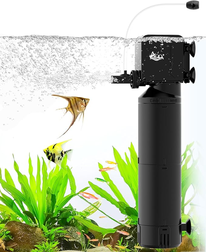 AQQA Dual-Use Aquarium Filter,Fish Tank Filter + Small Water Pump,Filtration,Wave-Making,Dissolved Oxygen,Water Circulation,Water Changes,Fountains Multifunctional Pump,Saltwater Freshwater (25W)-PawvioPets