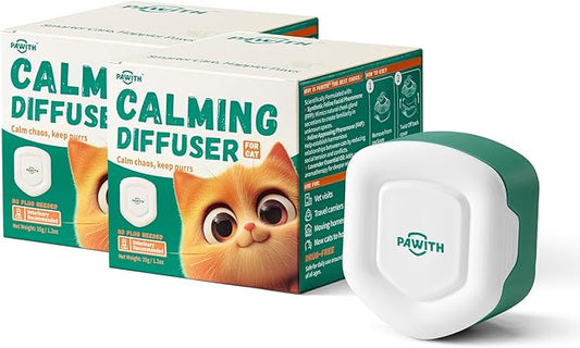 Cat Calming Diffuser for Travel – Pheromone Diffuser for Cats & Kittens to Reduce Anxiety and Stress-Related Behaviors, No Electricity Needed, Long-Lasting Enhanced Calming Aid (2 Pack)-PawvioPets