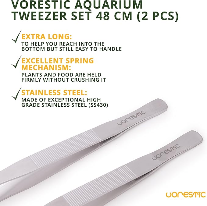 2 Pcs Heavy Duty Reptile Feeding Tongs, Aquarium Tweezers 18 Inch, Straight and Curved Extra Long Tweezers, Reptile Tongs, Aquarium Tongs, Aquarium Tweezers Extra Long-PawvioPets