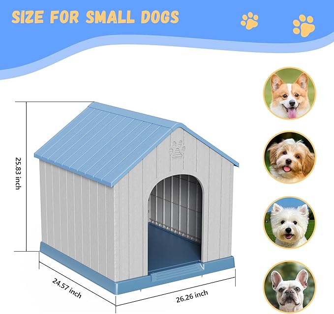 DRATO Dog Houses Resin Small Indoor Outdoor Dog Kennel for All-Weather Use Cozy Shelter for Small Dogs in Home, Garden, or Balcony-PawvioPets