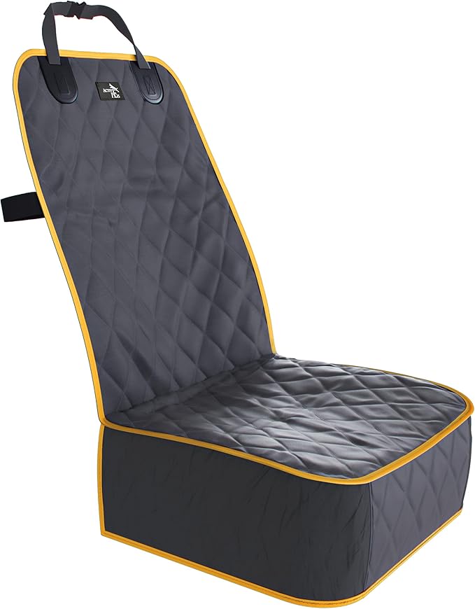 Active Pets Dog Car Seat Cover, Waterproof Front Seat Protector for SUV Truck Sedan, Pet Safety Travel Comfort System with Universal Fit, Orange-PawvioPets