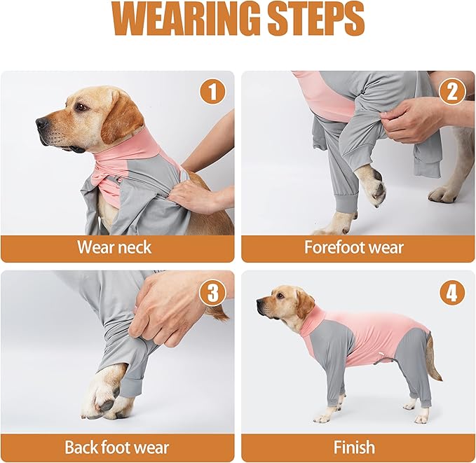 Dog Recovery Suit, Abdominal Wound After Surgery Wear, Prevent Licking Wounds, E-Collar & Cone Alternatives, Long Sleeve Postoperative Shirts Dog Bodysuit Prevent Shedding(Small, Pink)-PawvioPets