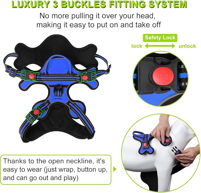 Dog Harness, Adjustable Reflective Dog Vest No Pull Dog Harness with Badge and Bow Tie for Puppy Small Medium Large Dogs-PawvioPets