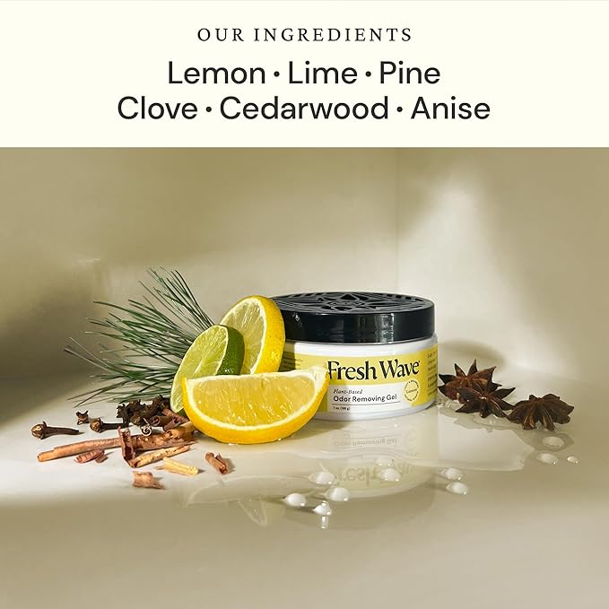 Fresh Wave Lemon Odor Removing Gel, 7 oz., Pack of 3 - Safer Odor Absorbers for Home, Natural Plant-Based Odor Eliminator, Every 7 oz. lasts 15-30 Days, For Cooking, Trash & Pets-PawvioPets