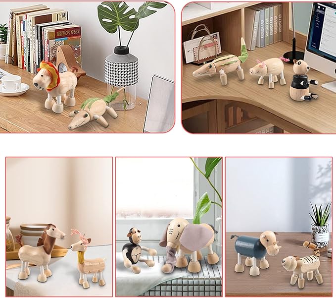 12PCS Bendable Wooden Animal Toys, Fun and Posable Animal Toys for Early Education, Smooth Natural Wood, Safari Farm Wood Animals Learning Toy for Kids-PawvioPets