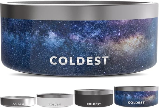 Coldest Dog Bowl - Anti Rust Metal, Non Slip, 3 Layers Insulated Stainless Steel Dog Bowls - Spill Proof & Heavy Duty - Water Bowl for Dogs, Cats & Pets, Dish Washer Safe (100 oz, Into The Beyond)-PawvioPets